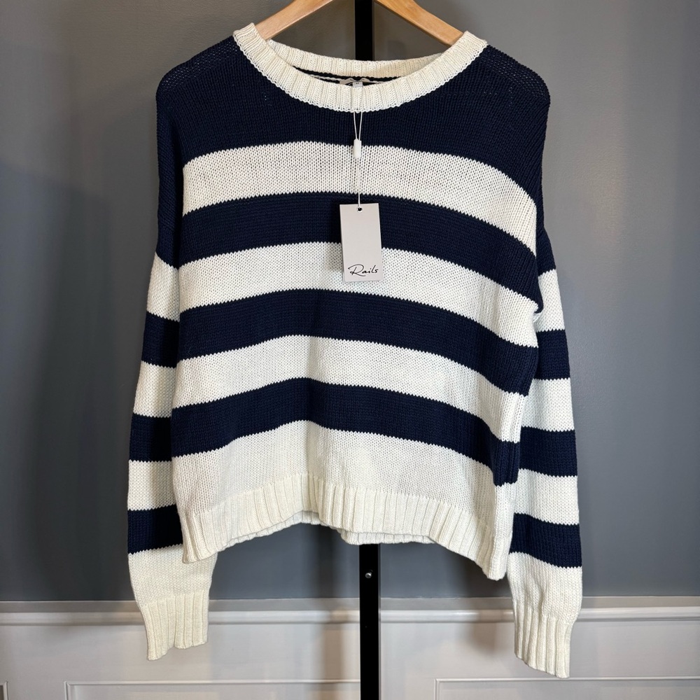 Rails Marin Navy White Stripe Cotton‎ Knit Sweater NWT Medium
